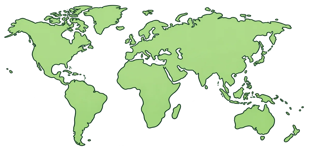 A world map with numbered pins on Korea, Tunisia, Peru, New Mexico and Mexico, the homes of the pastes listed beside it.